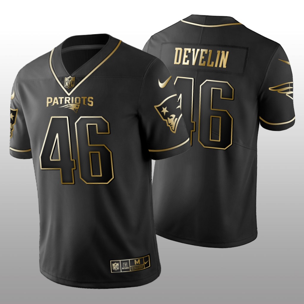 2019 Golden Edition Vapor Untouchable Limited New England Patriots #46 James Develin Black Jersey – Men’s