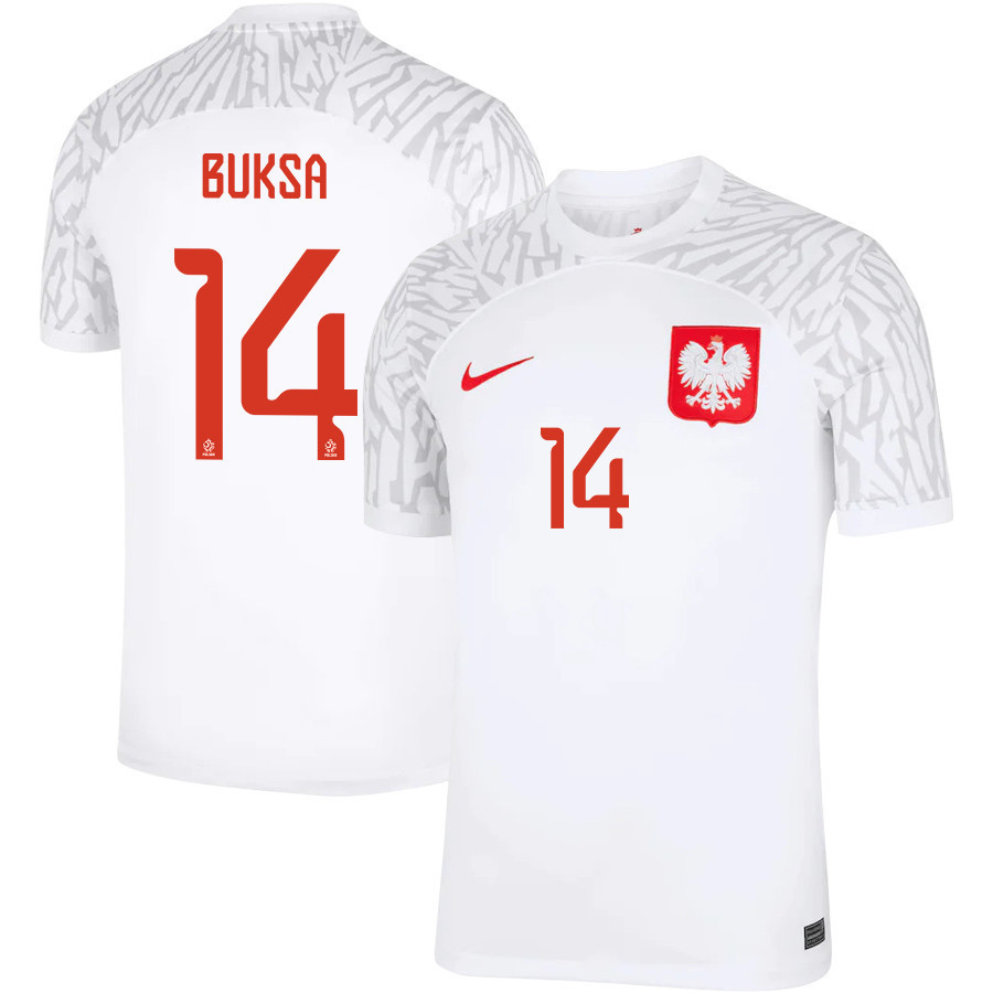 Adam Buksa 14 Poland National Team Qatar World Cup 2022-23 Home Soccer Jersey,