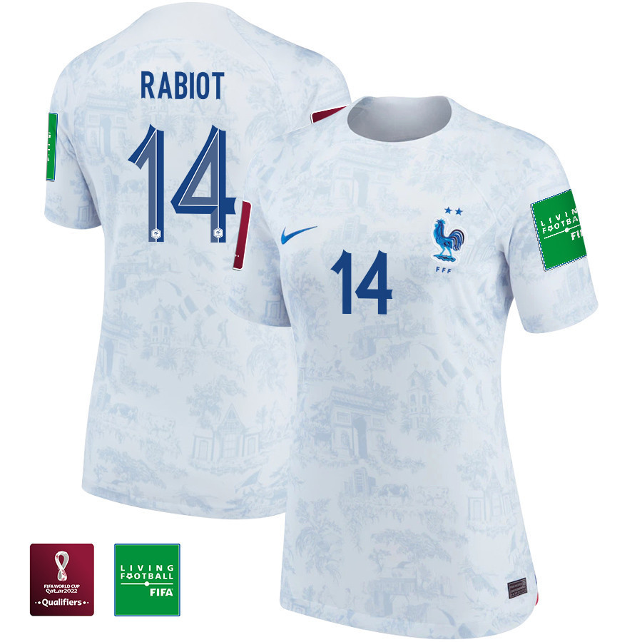 Adrien Rabiot 14 FIFA World Cup Qatar 2022 Patch France National Team – Away Women Soccer Jersey