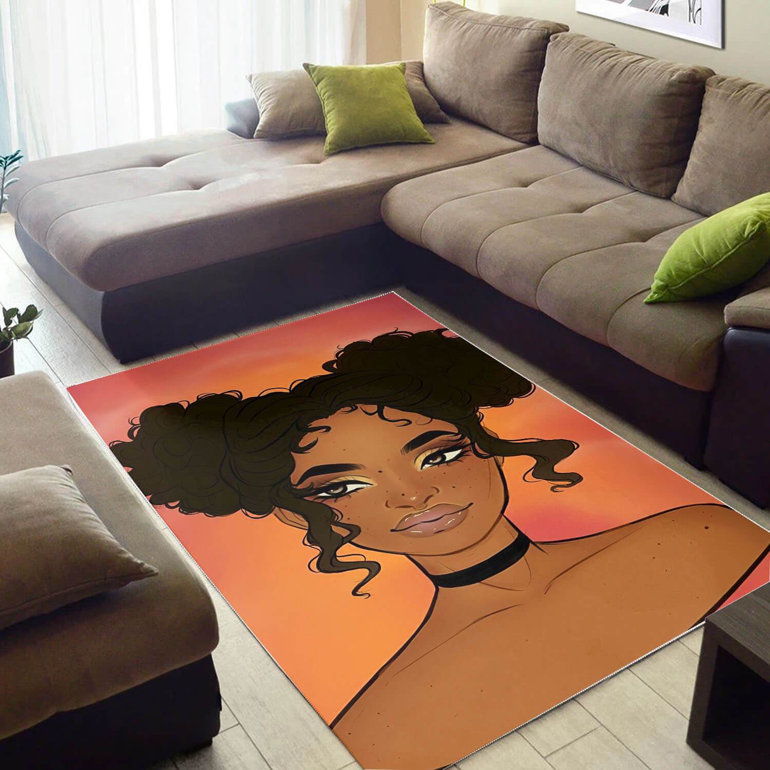 African American Beautiful Black Girl Afro Print Floor Afrocentric Decorating Ideas Rectangle Rug