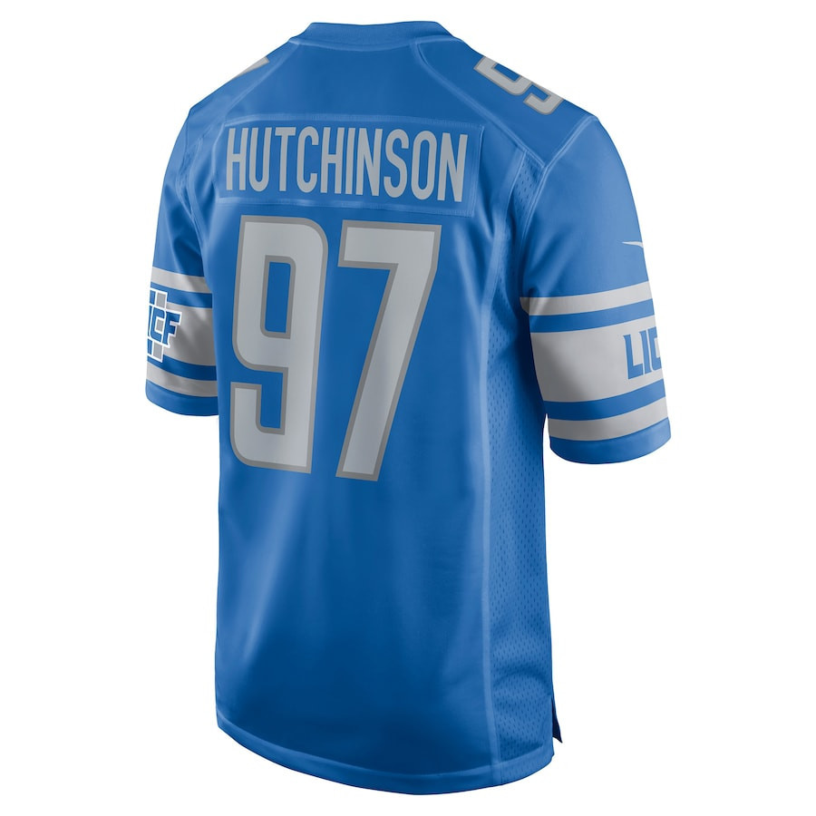 Aidan Hutchinson 97 Detroit Lions 2022 Draft First Round Pick Game Stitched Jersey In Blue