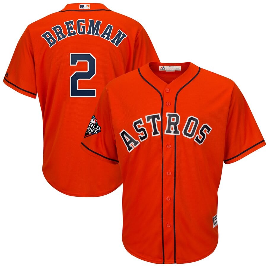 Alex Bregman Houston Astros Majestic 2019 World Series Bound Official Cool Base Player Stitched Jersey – Orange