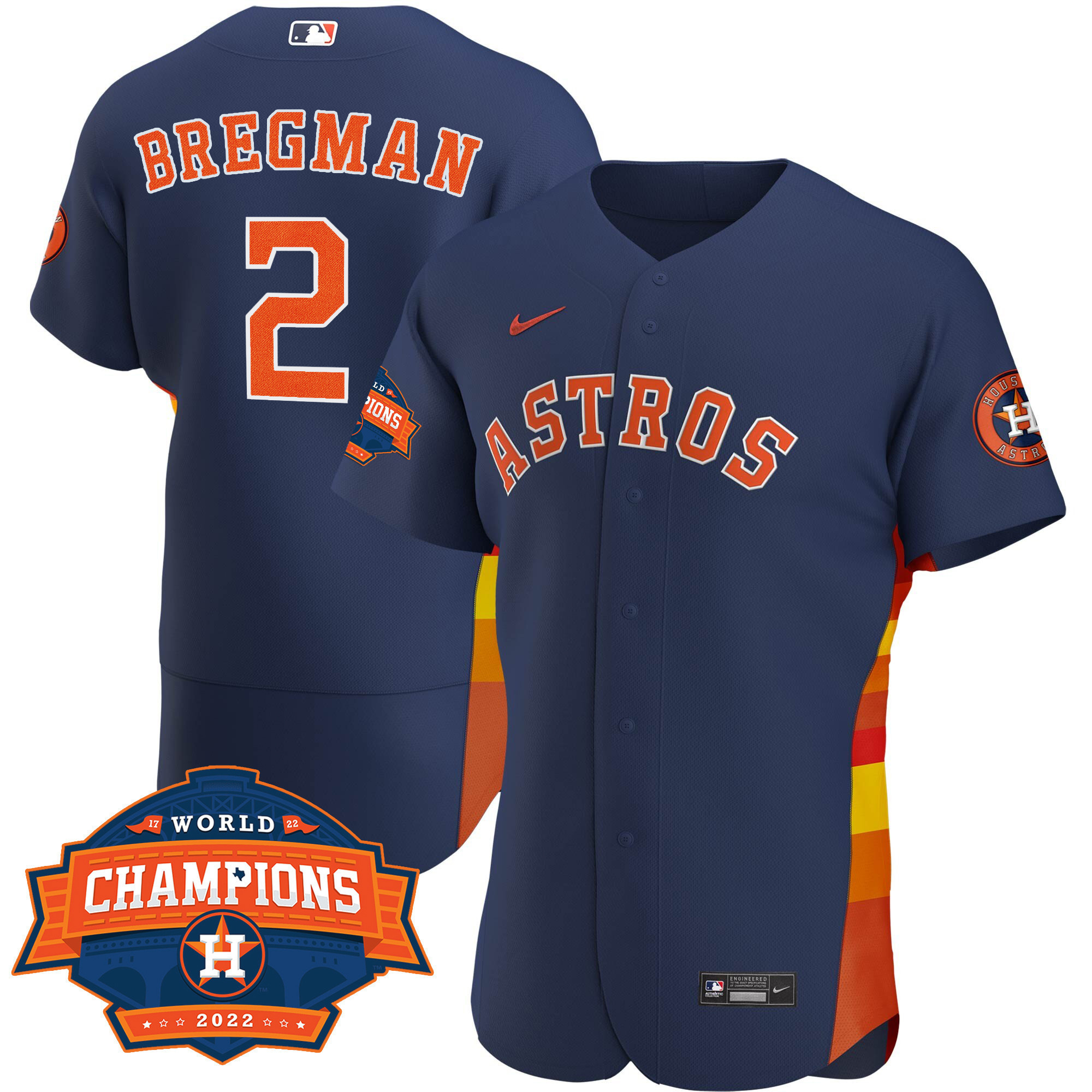 Alex Bregman Men's Houston Astros Alternate Navy 2022 Champions Limited Player Flex Base Jersey - All Stitched