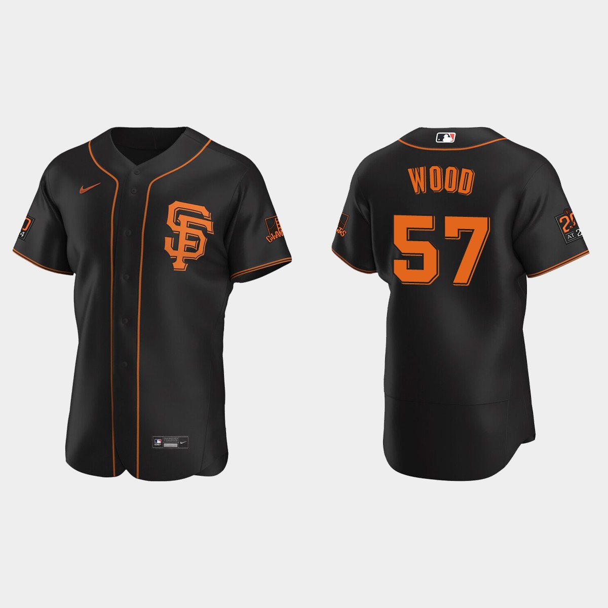 Alex Wood #57 San Francisco Giants Alternate Jersey – Black
