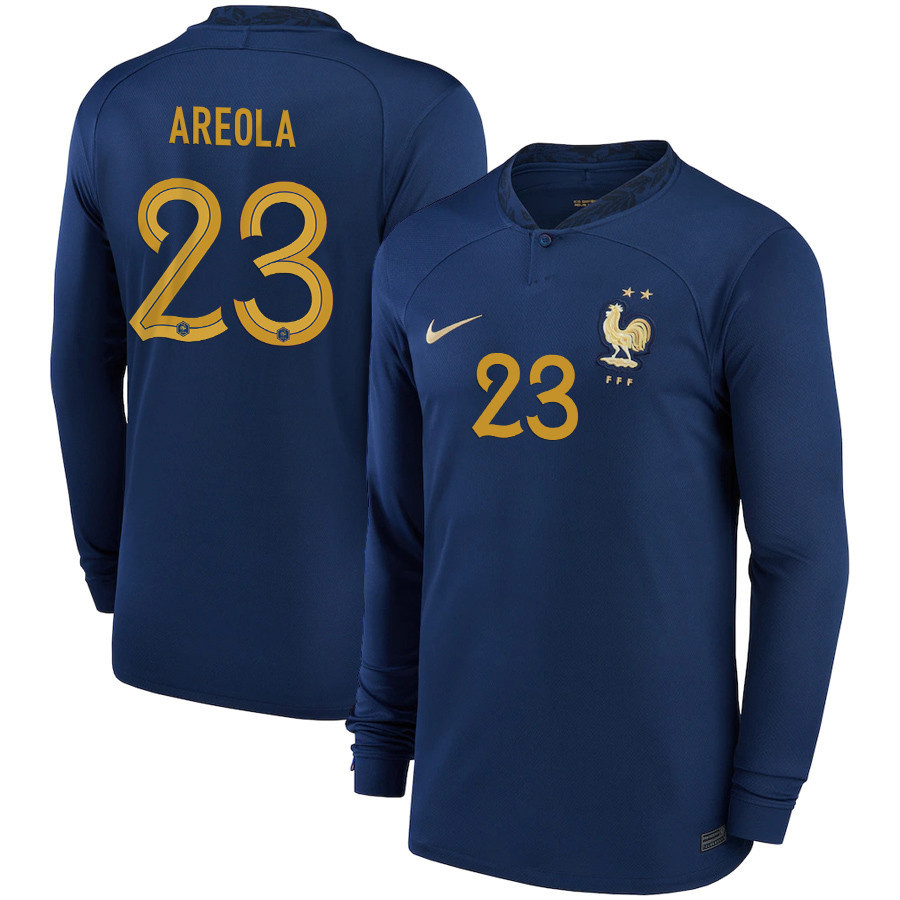 Alphonse Areola 23 France National Team 2022-23 Qatar World Cup- Home Men Long Sleeve Soccer Jersey