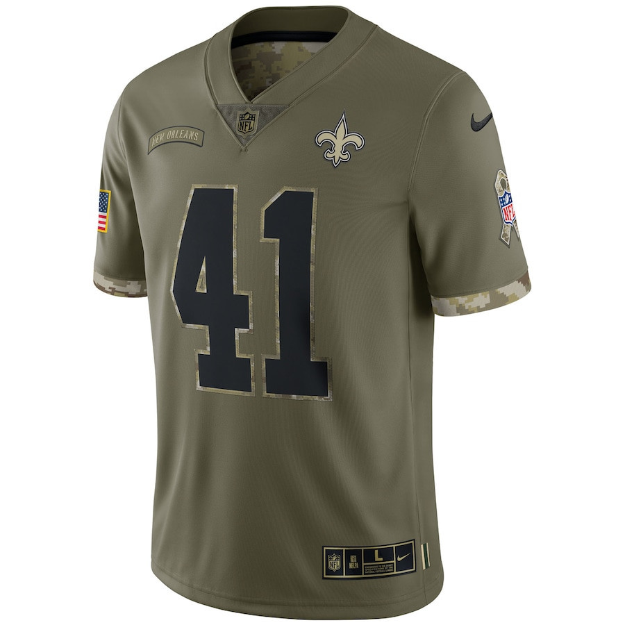 Alvin Kamara New Orleans Saints 2022 Salute To Service Limited Stitched Jersey – Olive