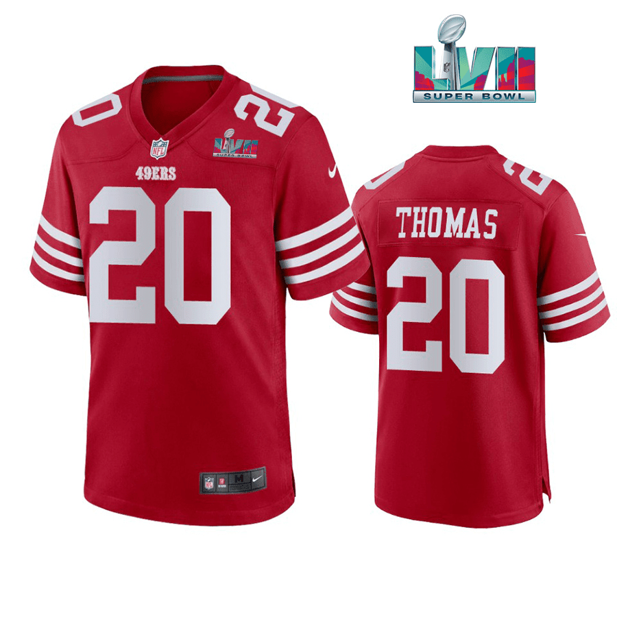 Ambry Thomas 20 San Francisco 49Ers Super Bowl LVII Men Game Stitched Jersey- Scarlet