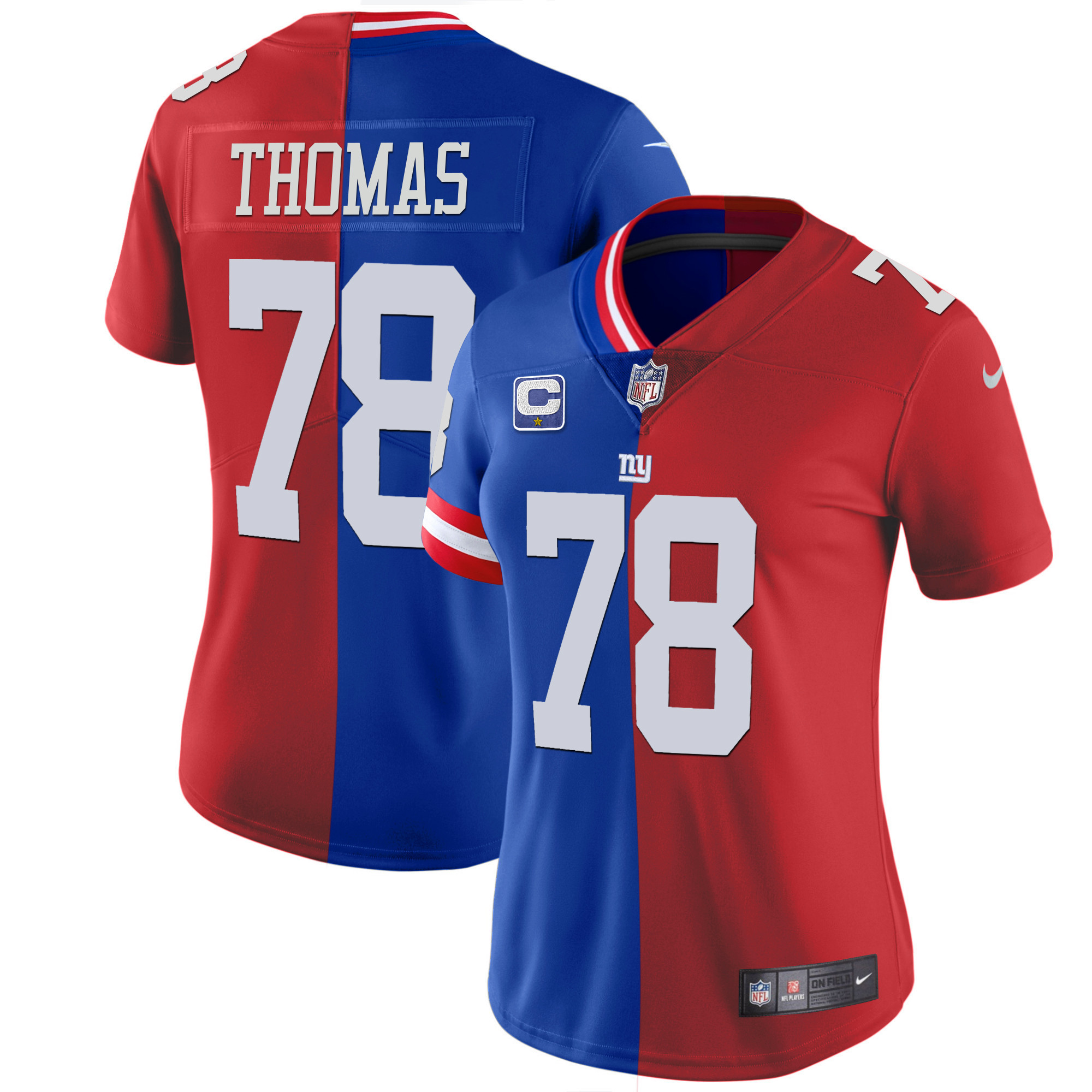 Andrew Thomas Women's New York Giants Split Vapor Royal Red Jersey - All Stitched 