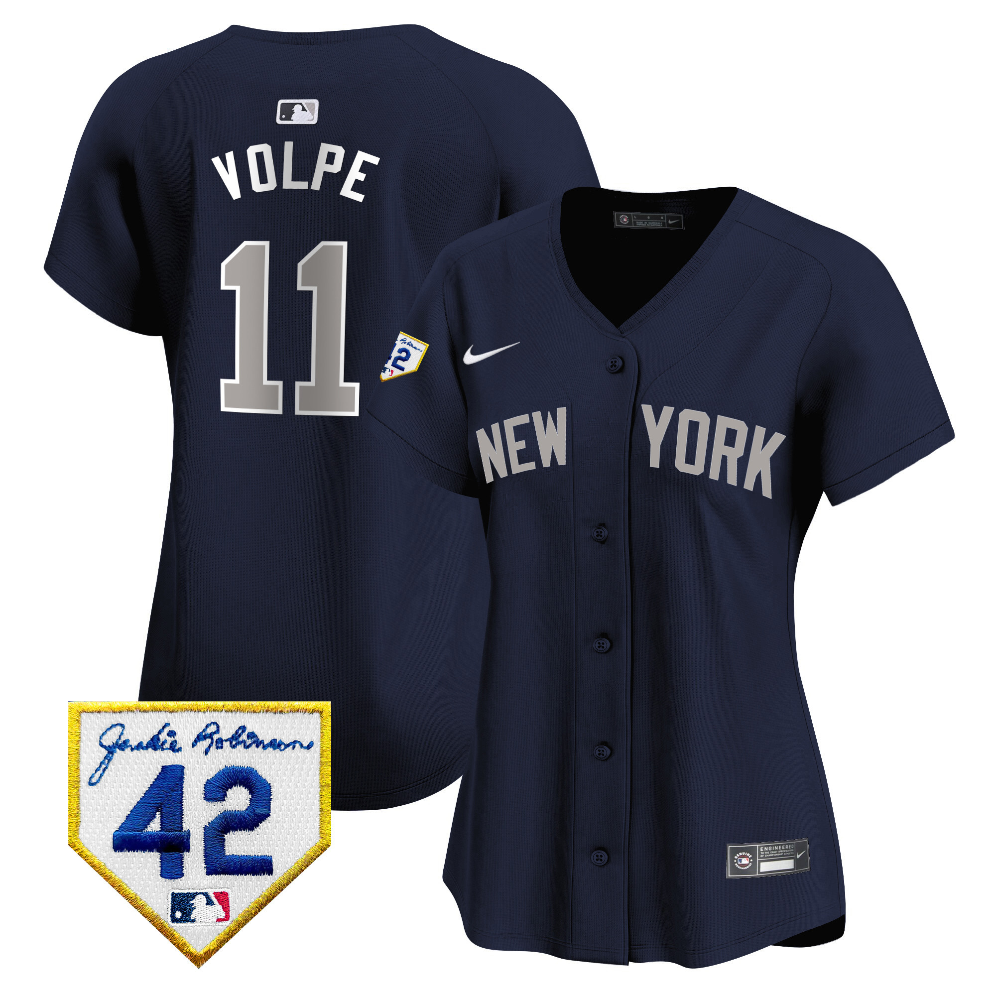 Anthony Volpe Women's New York Yankees 2024 Jackie Robinson Patch Vapor Premier Limited Alternate Jersey - All Stitched