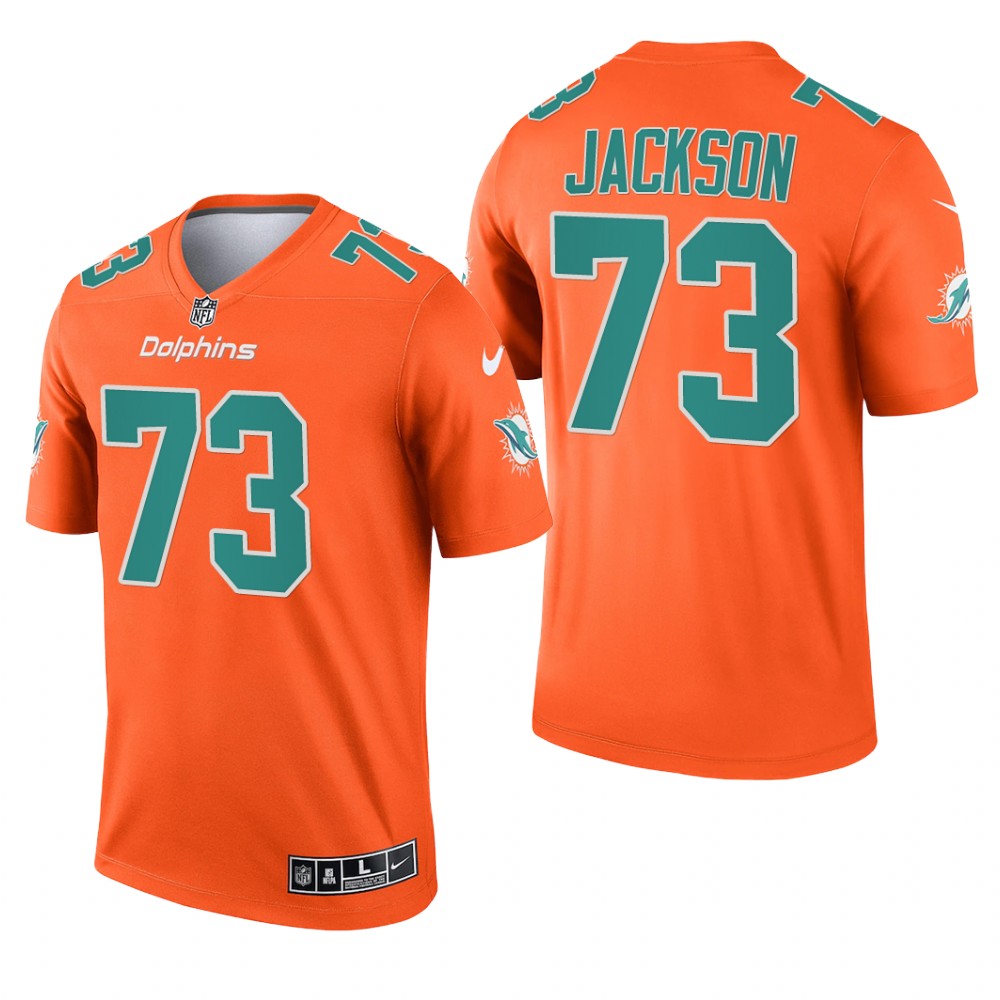 Austin Jackson Miami Dolphins Orange Jersey Inverted Legend – Men’s
