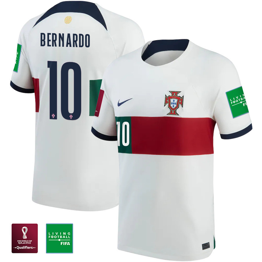 Bernardo Silva 10 FIFA World Cup Qatar 2022 Patch Portugal National Team – Away  Soccer Jersey