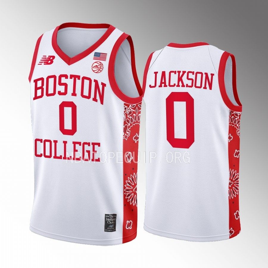 Boston College Eagles Reggie Jackson Jersey Red Bandanna White For Welles Uniform