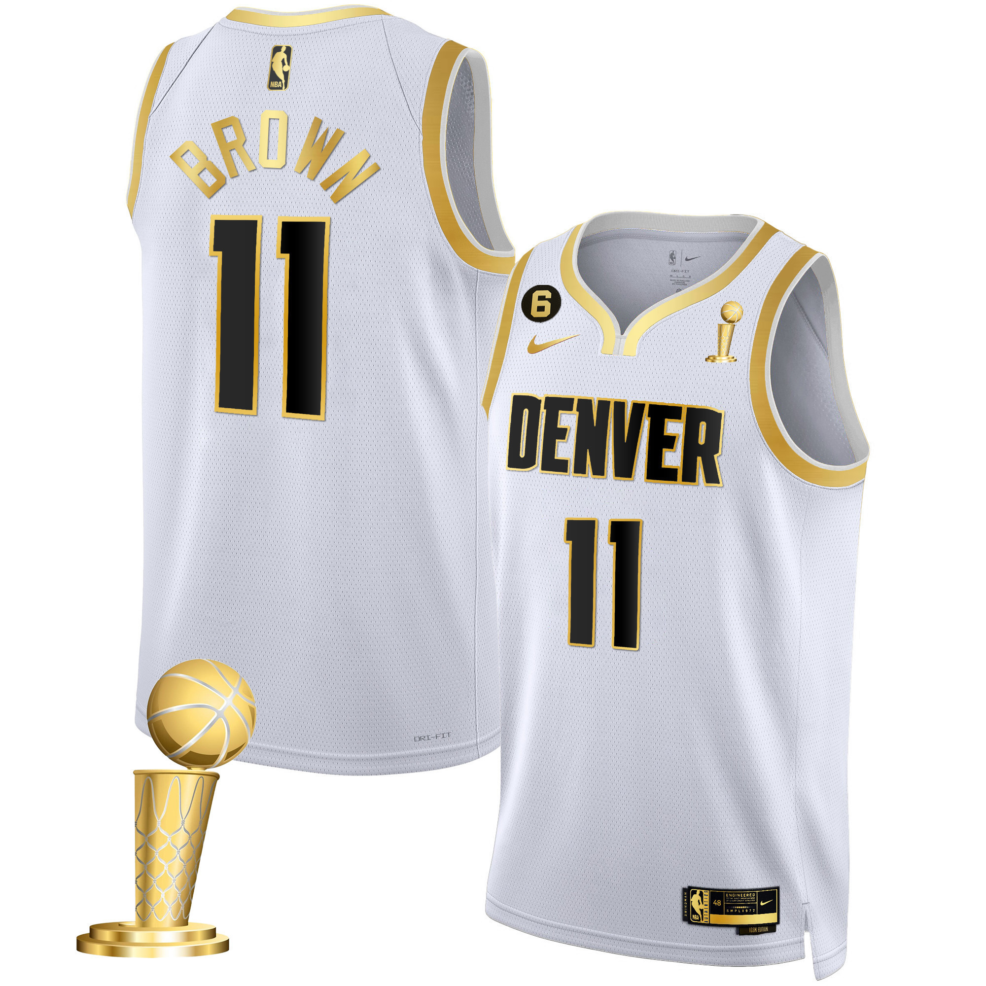 Bruce Brown Men's Denver Nuggets 2023 Champions Collection White Gold Jersey - All Stitched