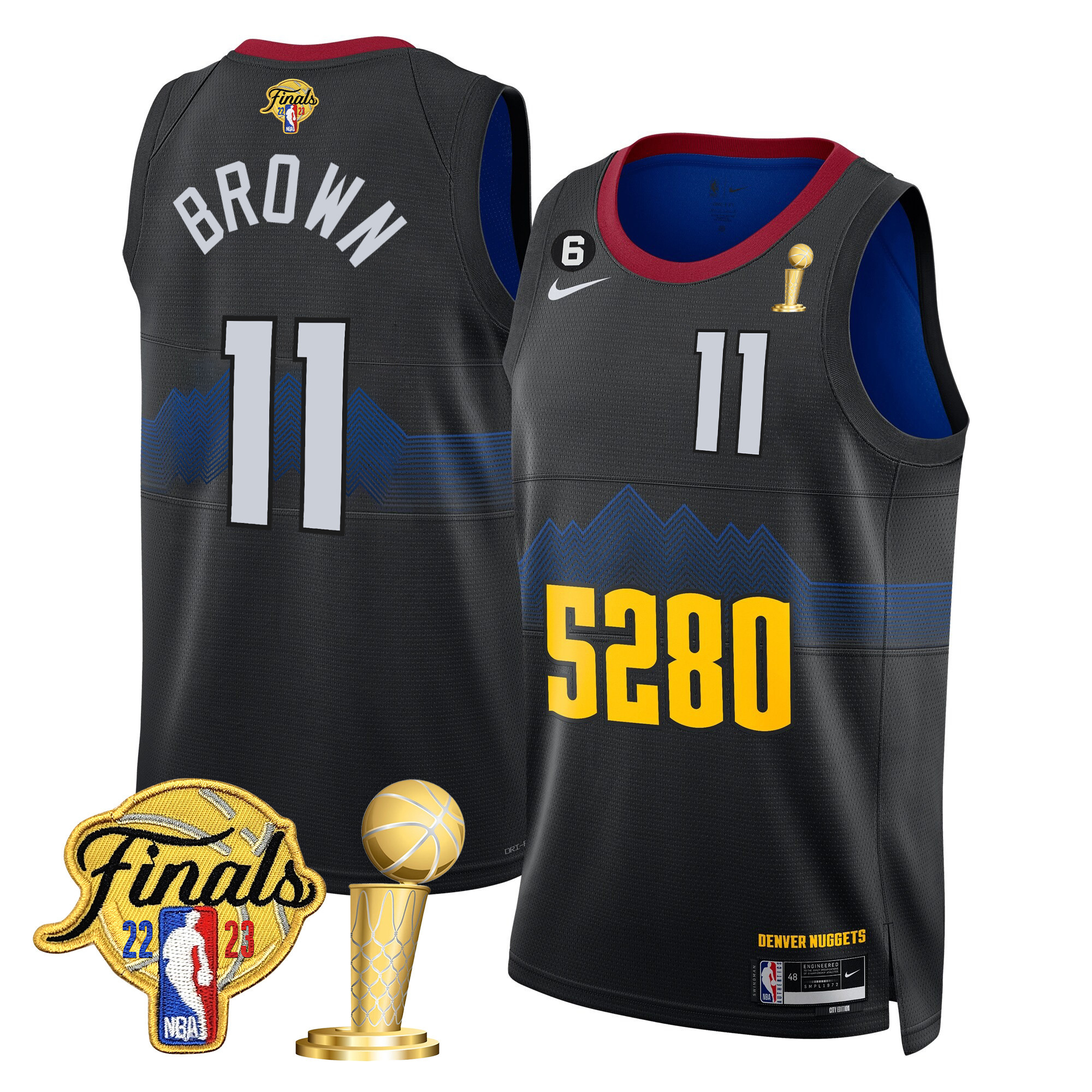 Bruce Brown Men's Denver Nuggets 2023 Finals & Champions Patch 5280 City Jersey - All Stitched