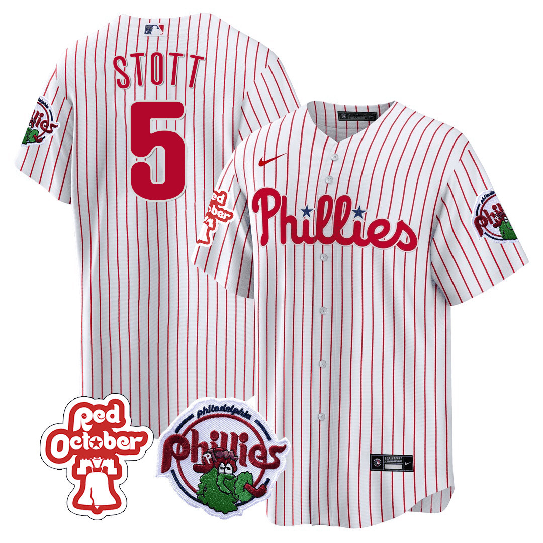 Bryson Stott Men's Philadelphia Phillies Red October Patch Cool Base White Jersey - All Stitched