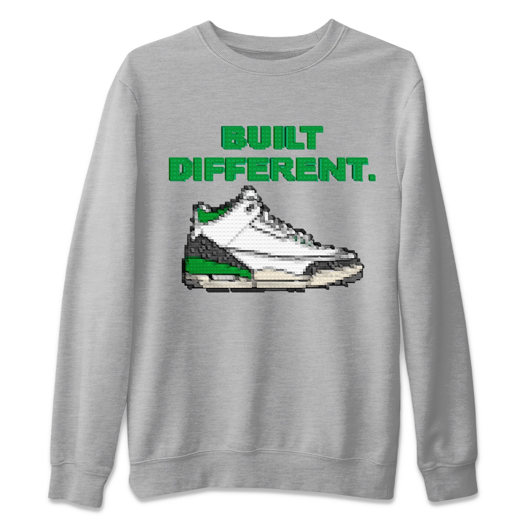 Built Different Unisex Sweater – Air Jordan 3 Lucky Green, Sneakers Matching Sweater