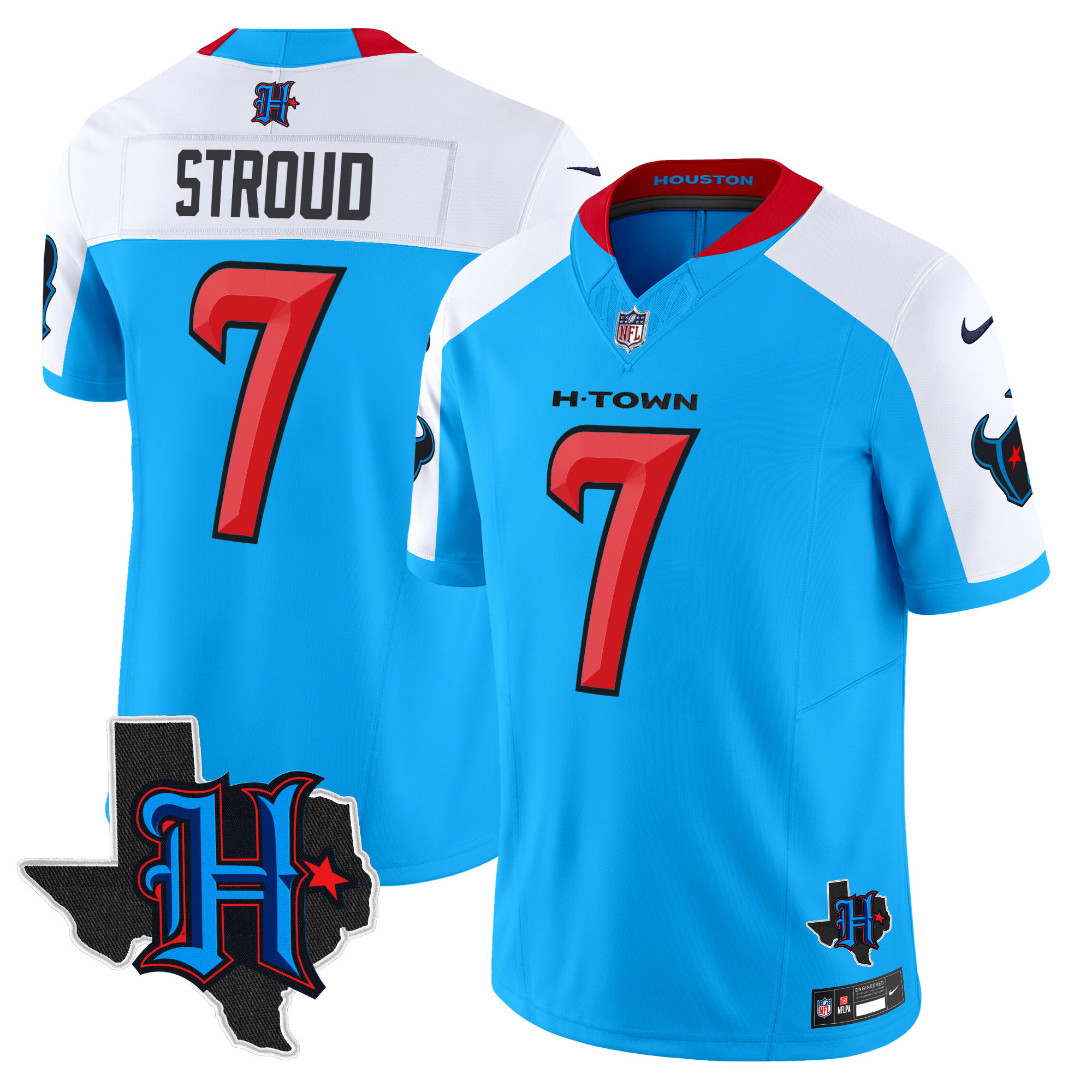 C.J. Stroud Men's Houston Texans 2024 Texas Patch Vapor Limited Blue Alternate Jersey - All Stitched 