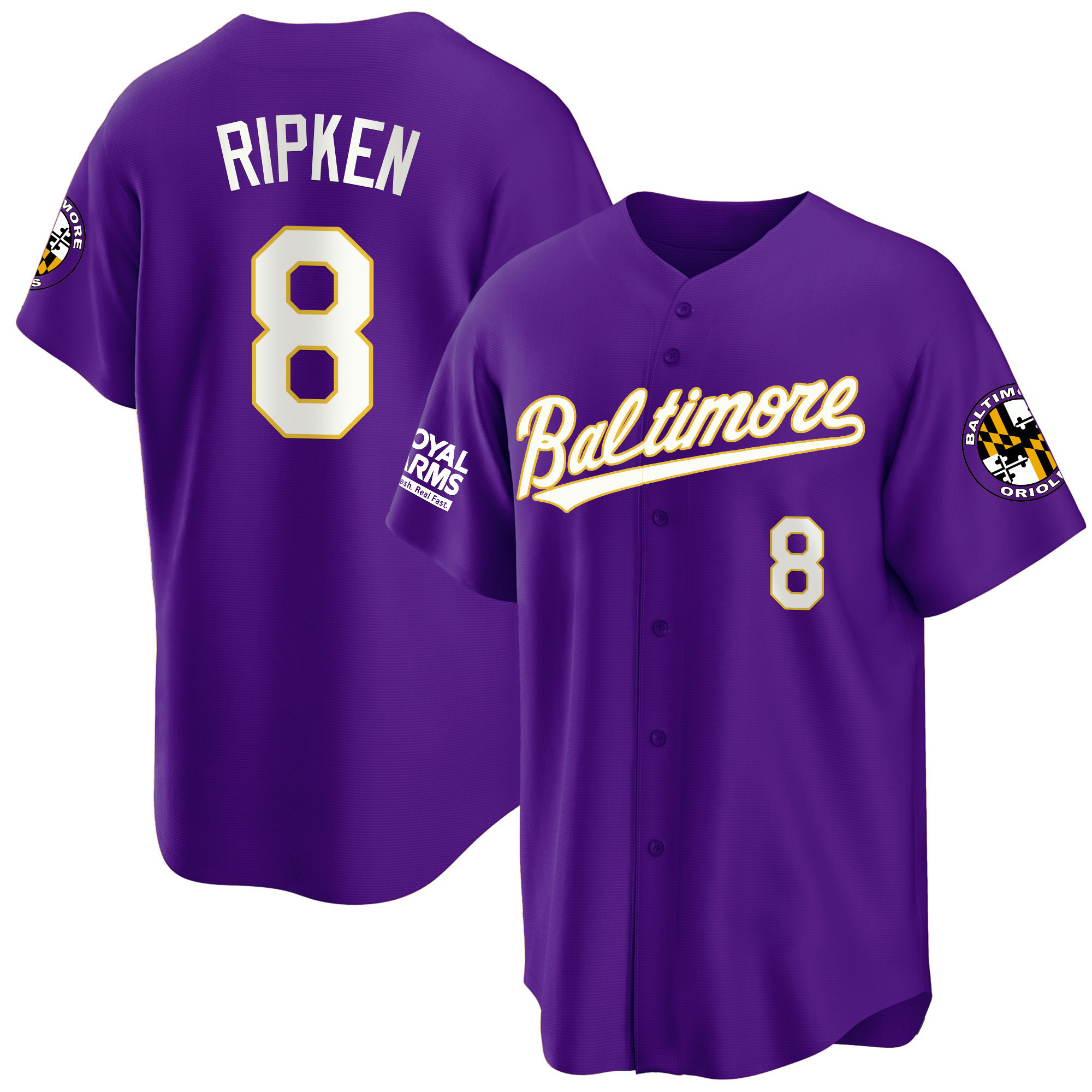 Cal Ripken Men’s Baltimore Orioles 2023 Gold Cool Purple Jersey - All Stitched