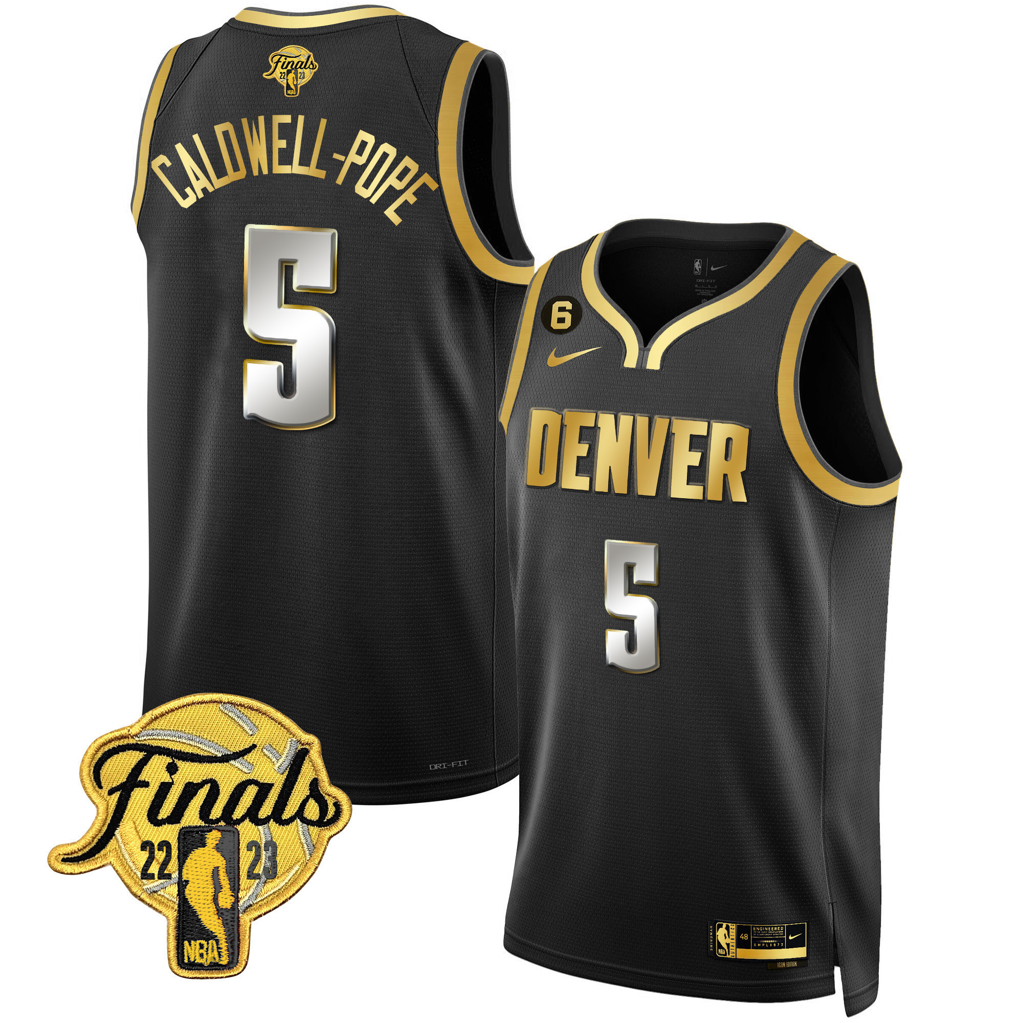 Caldwell-Pope Men's Denver Nuggets 2023 Finals Patch Collection Black Limited Jersey - All Stitched