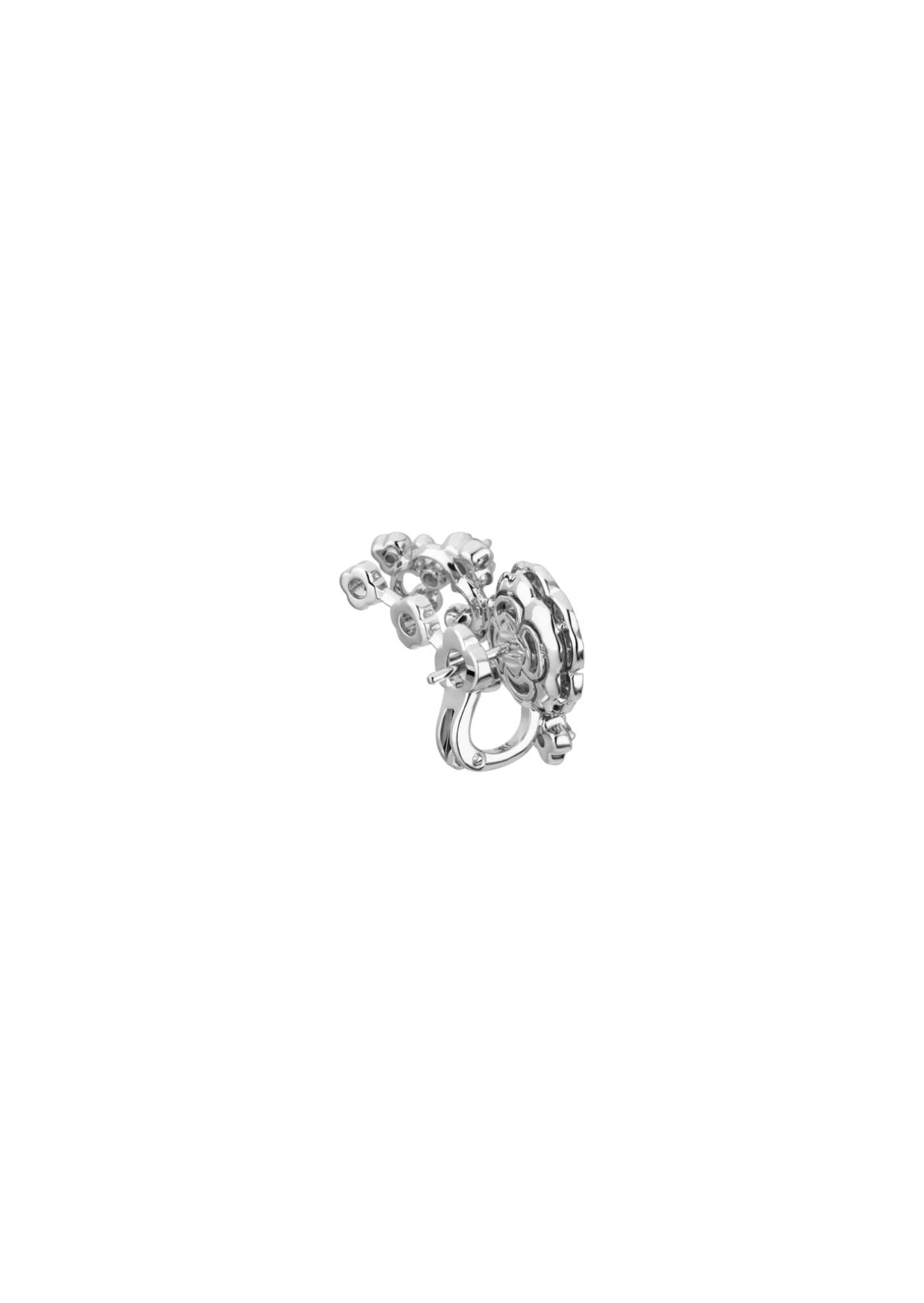 Chanel Bouton De Cam?lia Earrings Silver For Women J12039