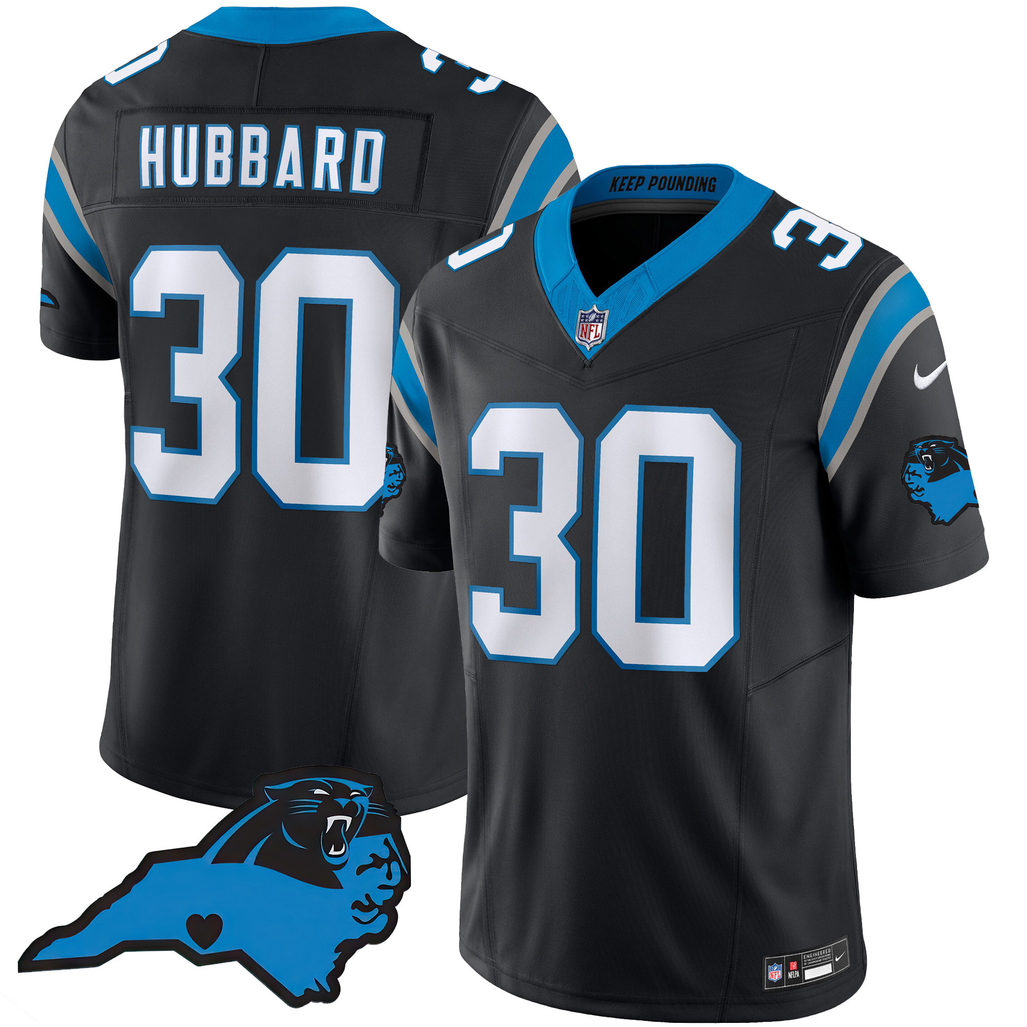 Chuba Hubbard Men's Carolina Panthers Vapor Limited Black Jersey - All Stitched 