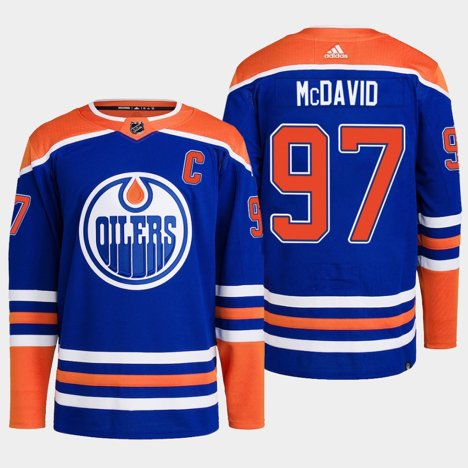 Connor McDavid 97 Edmonton Oilers Blue Stitched Jersey 2022-23 Primegreen Home
