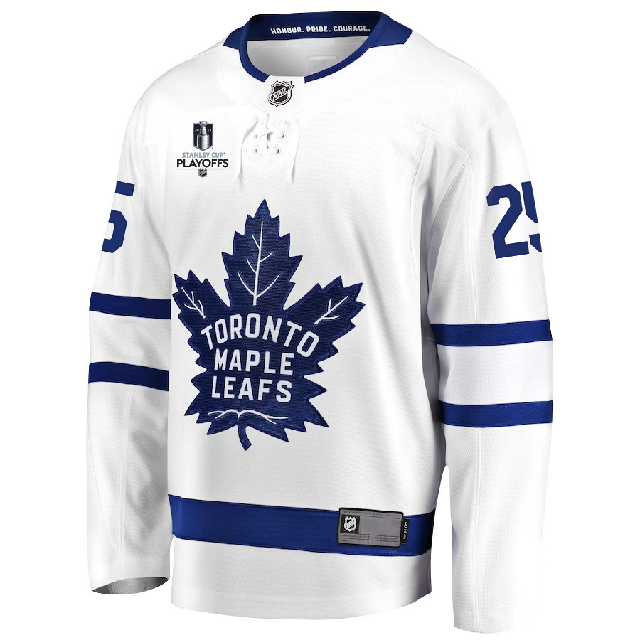 Conor Timmins 25 Toronto Maple Leafs Stanley Cup 2023 Playoffs Patch Away Breakaway Men Stitched Jersey – White