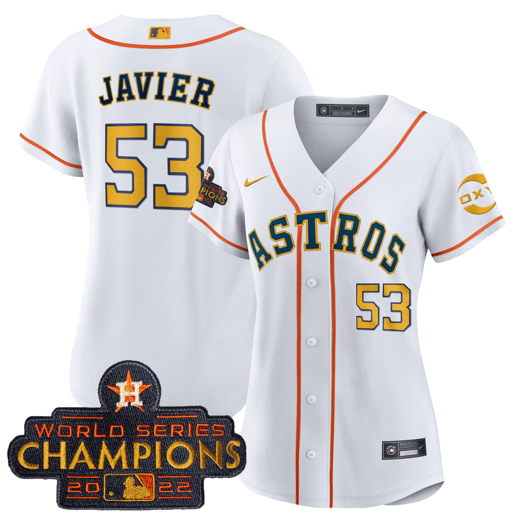 Cristian Javier Houston Astros 2022 Champions Gold Rush Oxy Patch Flex Base Jersey - All Stitched
