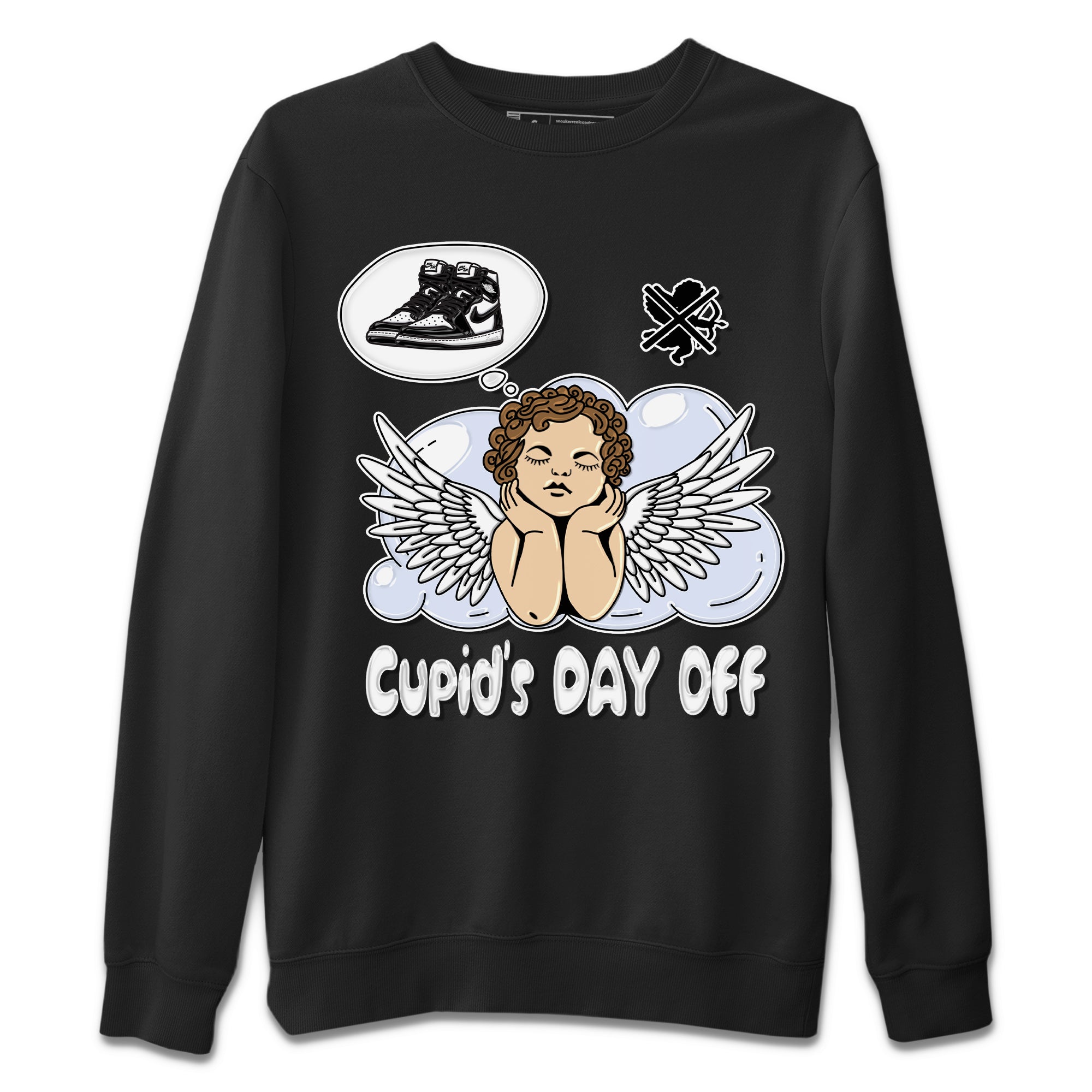 Cupids Day Off Unisex Sweater – Air Jordan 1 Black White, Sneakers Matching Sweater
