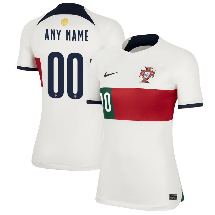 Custom 00 Portugal National Team 2022-23 Qatar World Cup Women Soccer Jersey – Away