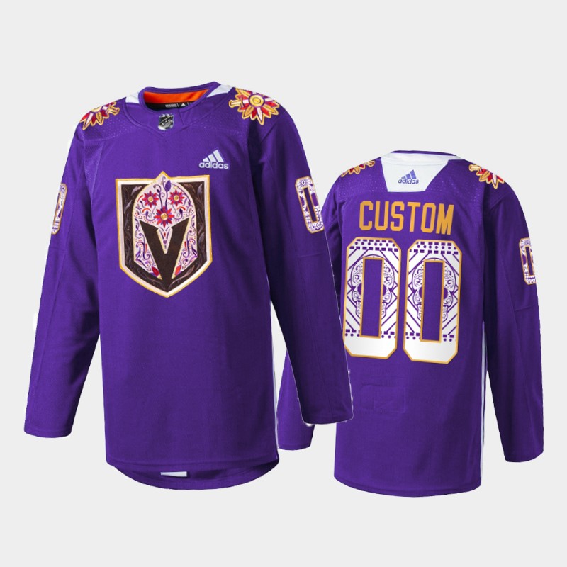 Custom Vegas Golden Knights Hispanic Heritage 2021 Jersey Purple #00 Warmup