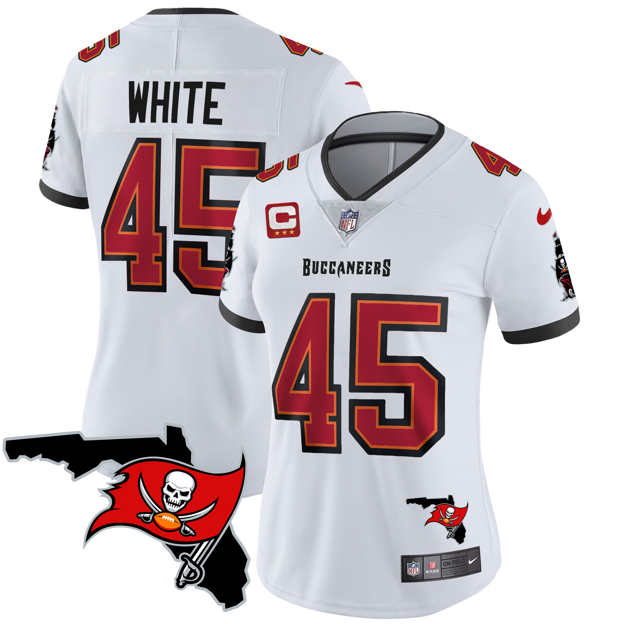 Devin White Women's Tampa Bay Buccaneers Florida Patch Vapor Limited White Jersey - All Stitched 