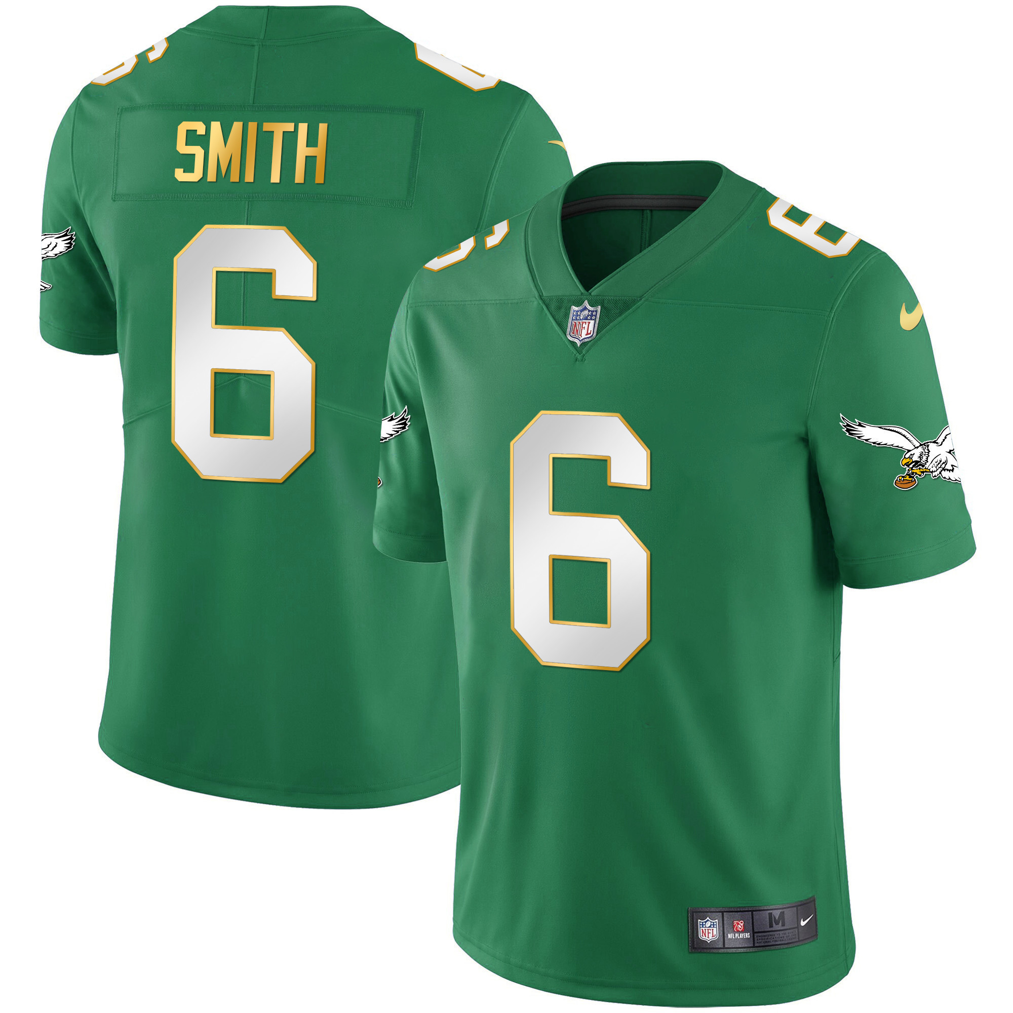 DeVonta Smith Youth's Philadelphia Eagles Kelly Green Gold Gold Trim Jersey - All Stitched