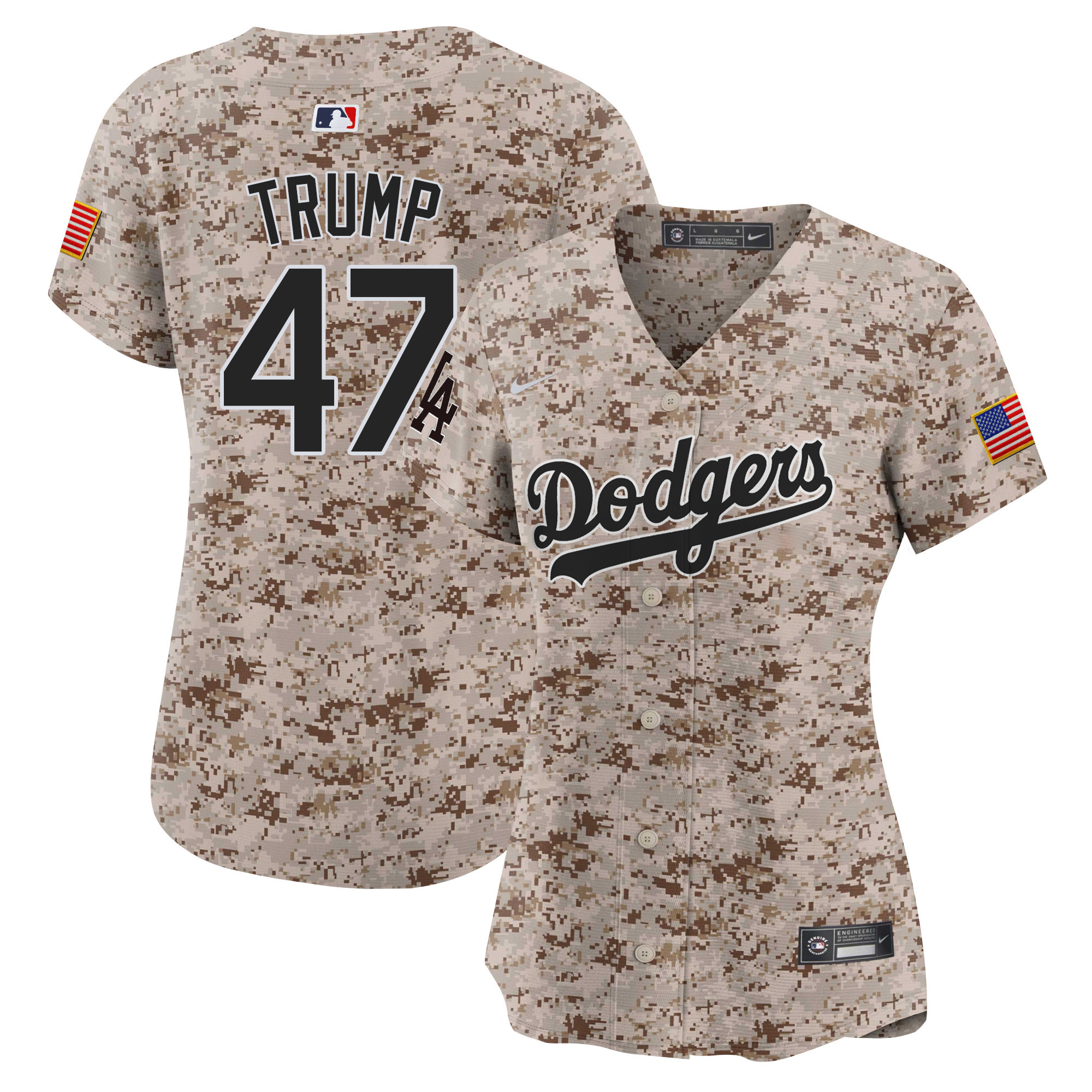 Donald Trump Women's Los Angeles Dodgers USMC Alternate Vapor Premier Limited Desert Jersey - All Stitched