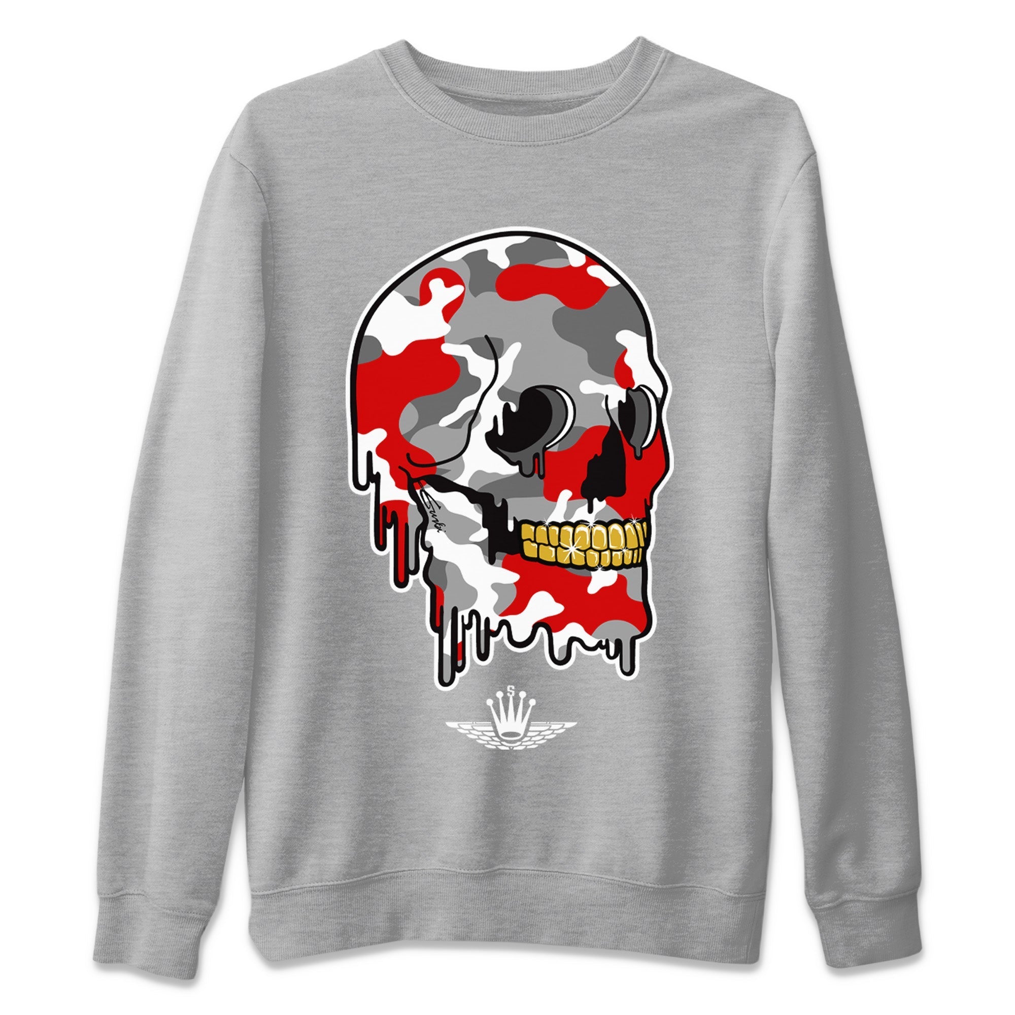 Dripping Camo Skull Unisex Sweater – Air Jordan 9 Fire Red, Sneakers Matching Sweater