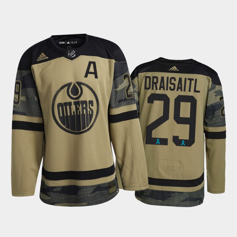 Edmonton Oilers Leon Draisaitl 2021 CAF Night #29 Jersey Camo Canadian Armed Force