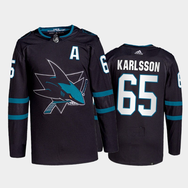 Erik Karlsson San Jose Sharks Pro Jersey 2021-22 Black #65 Alternate Uniform