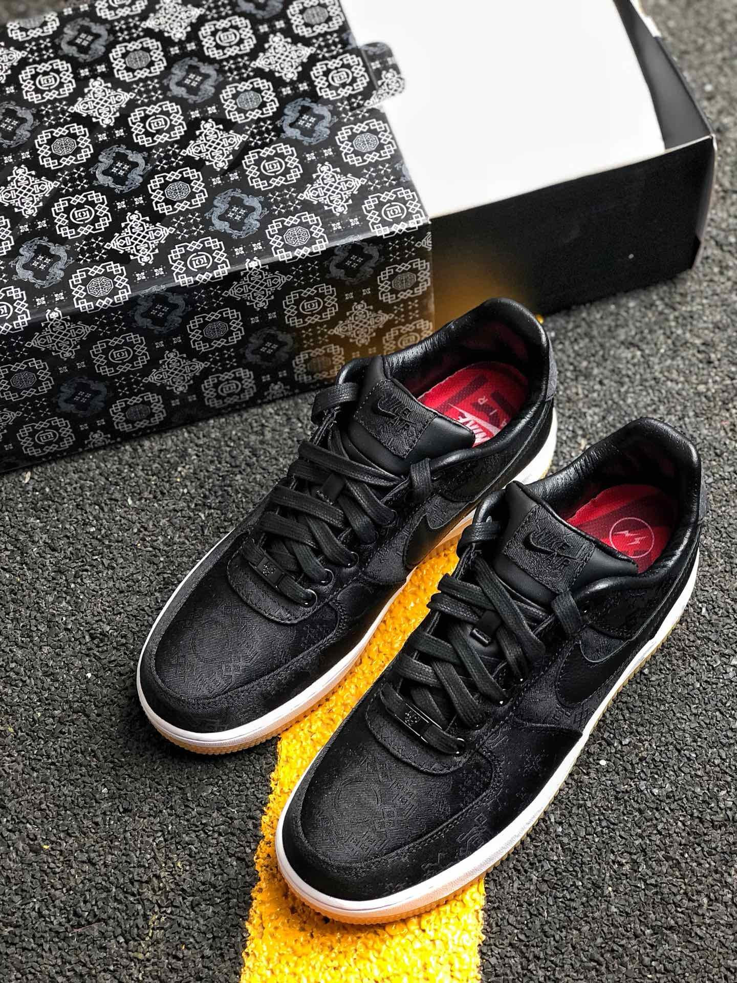 Fragment x CLOT x Nike Air Force 1 Low Black/University Red/White For Sale