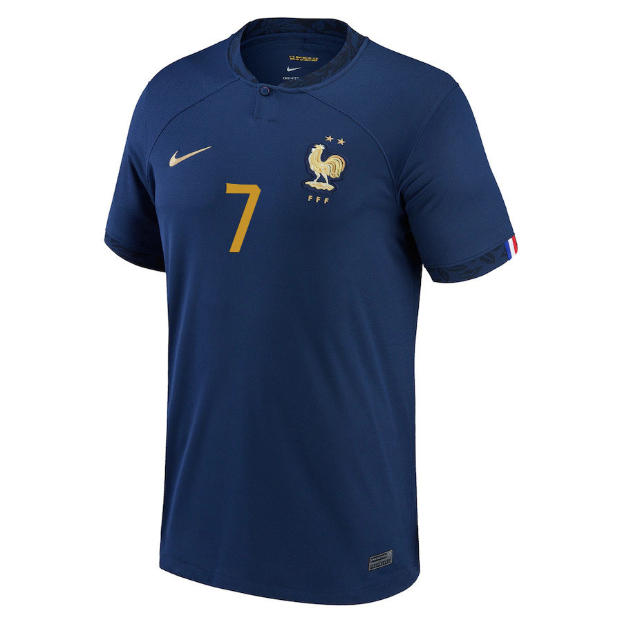 France National Team 2022 Patch FIFA World Cup Qatar Antoine Griezmann 7 – Home Men Soccer Jersey