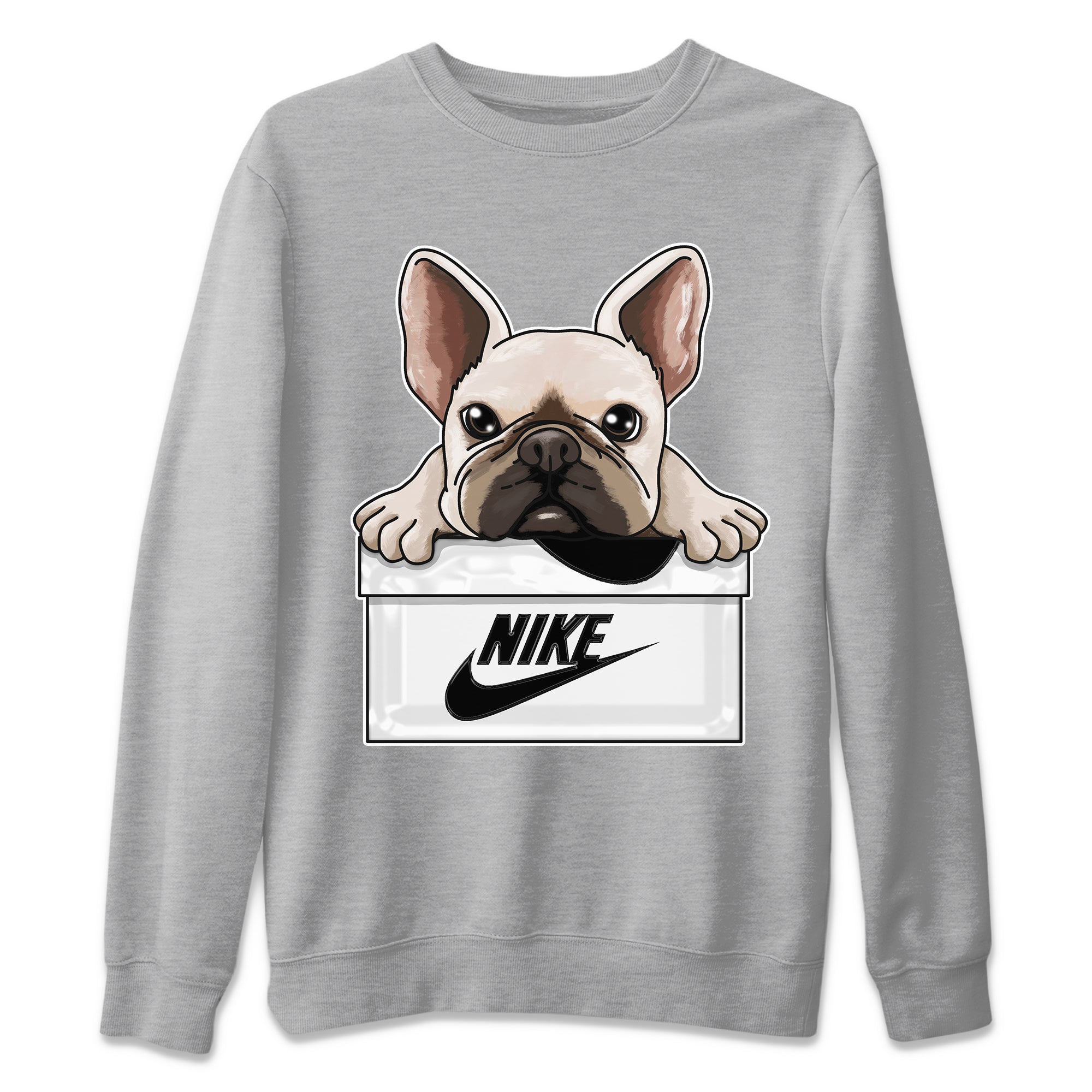 French Bulldog Unisex Sweater – Air Jordan 1 Black White, Sneakers Matching Sweater