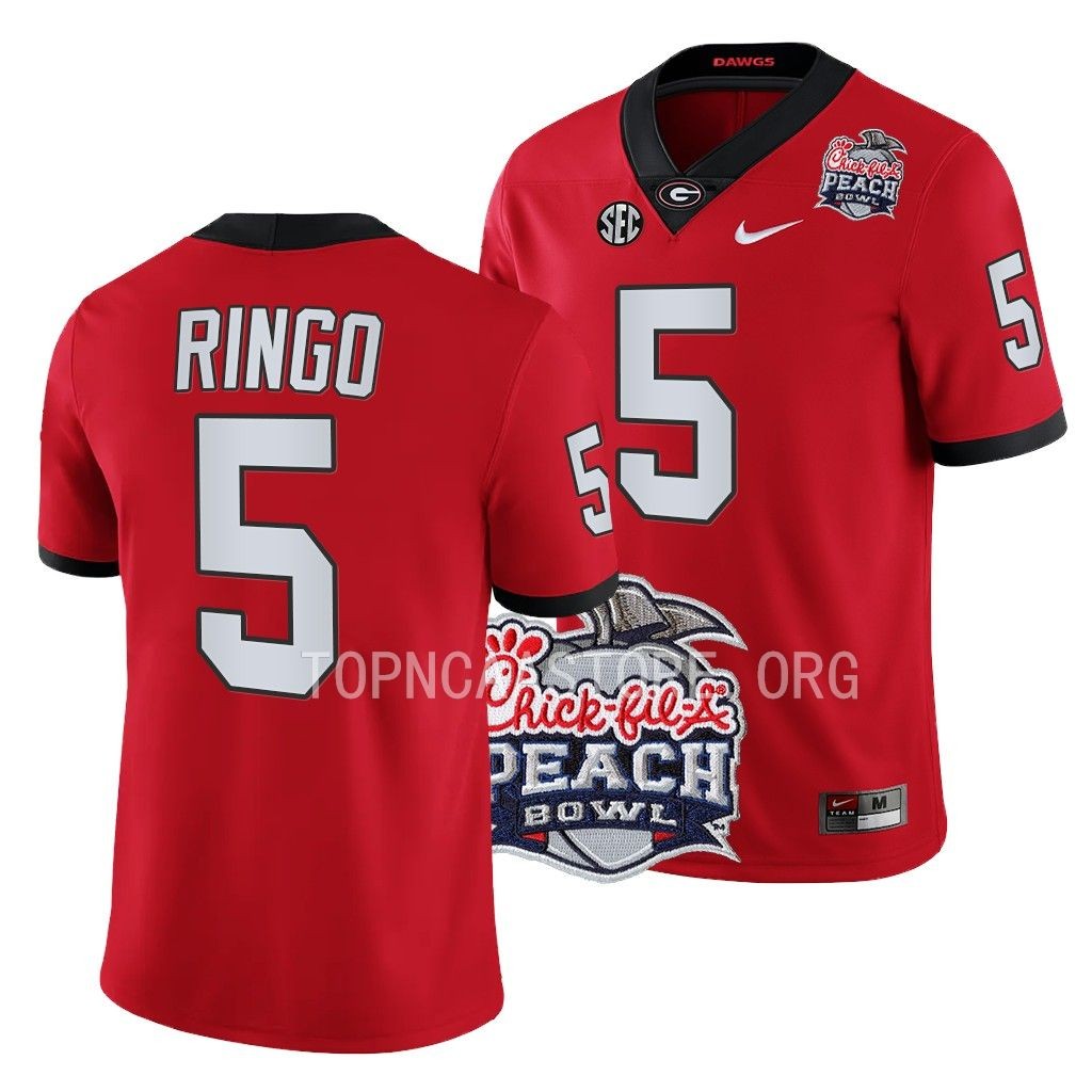 Georgia Bulldogs 2022 Peach Bowl Adonai Mitchell #5 Red Men's College Playoff Jersey