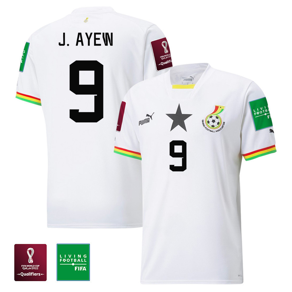 Ghana National Team FIFA World Cup Qatar 2022 Patch Jordan Ayew 9 – Home  Soccer Jersey, White