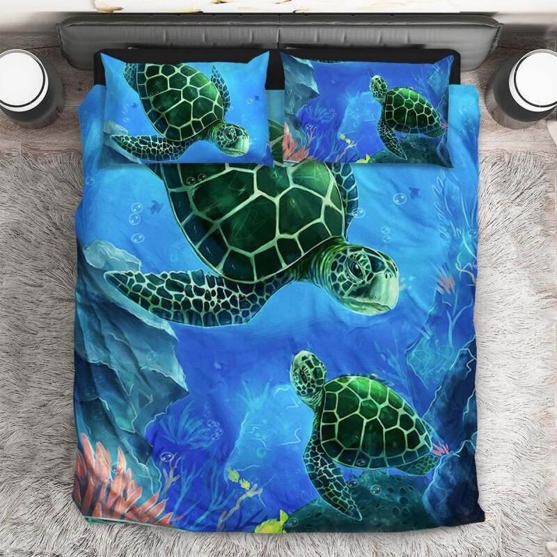 Green Ea Turtle 3D Customized Duvet Cover Bedding Set