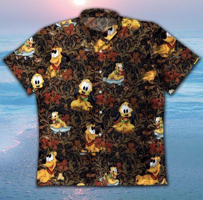 Hawaii Shirt Pluto Dog Vintage Cotton Mens