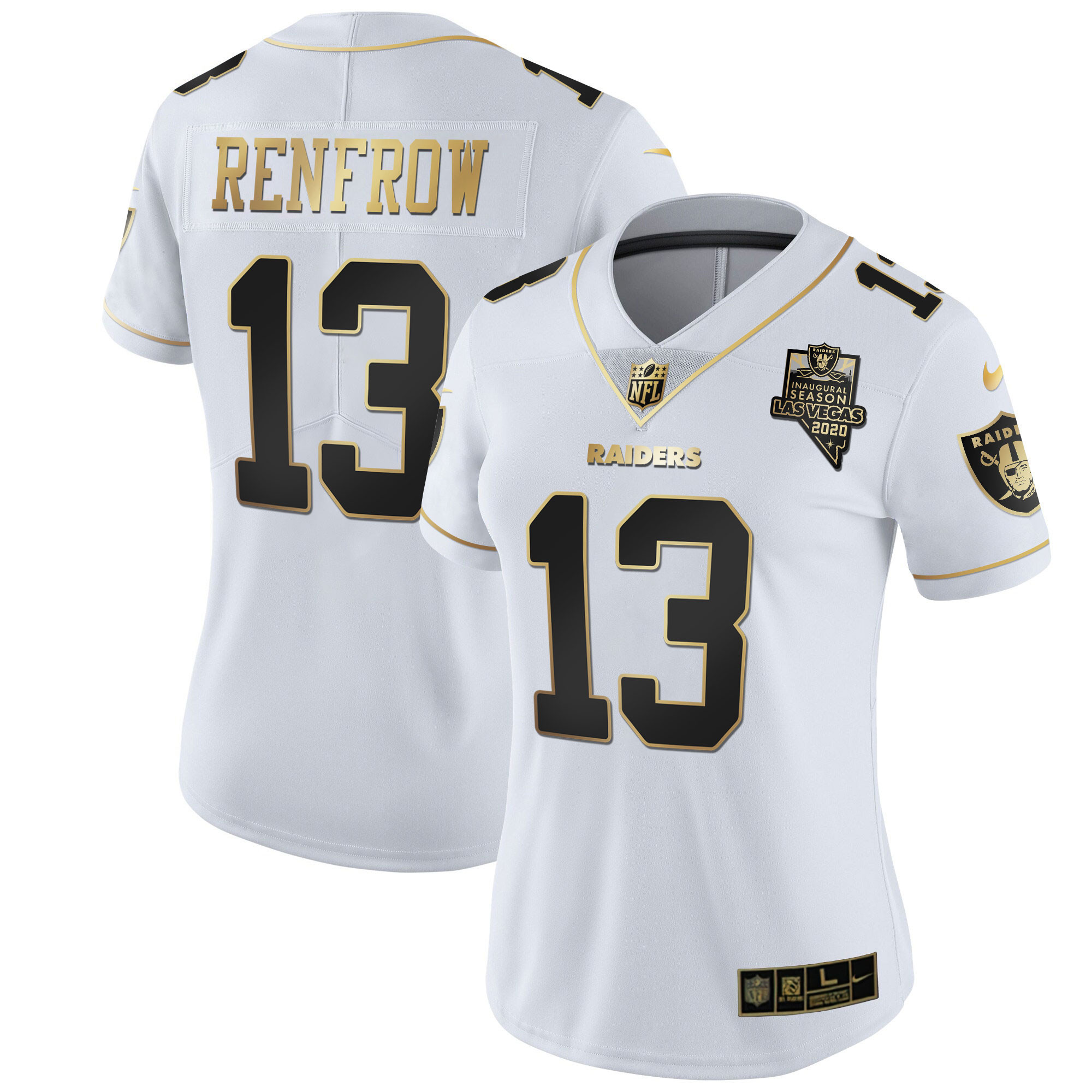 Hunter Renfrow Women's Las Vegas Raiders Inaugural Season Patch Gold & Split White Gold Jersey - All Stitched 
