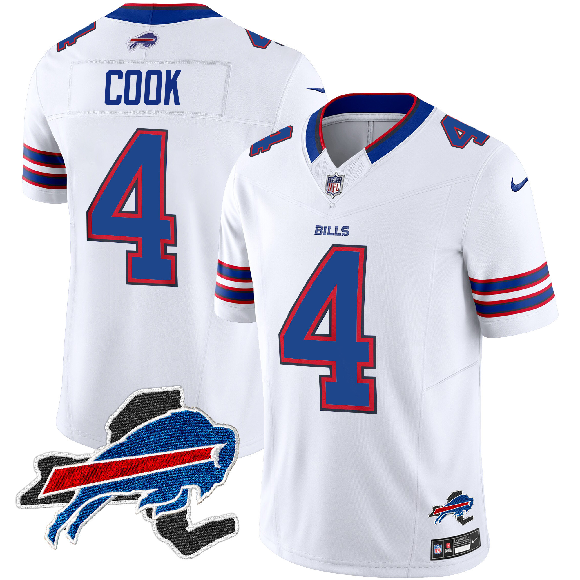 James Cook Men's Buffalo Bills New York Patch Vapor Limited White Jersey - All Stitched 