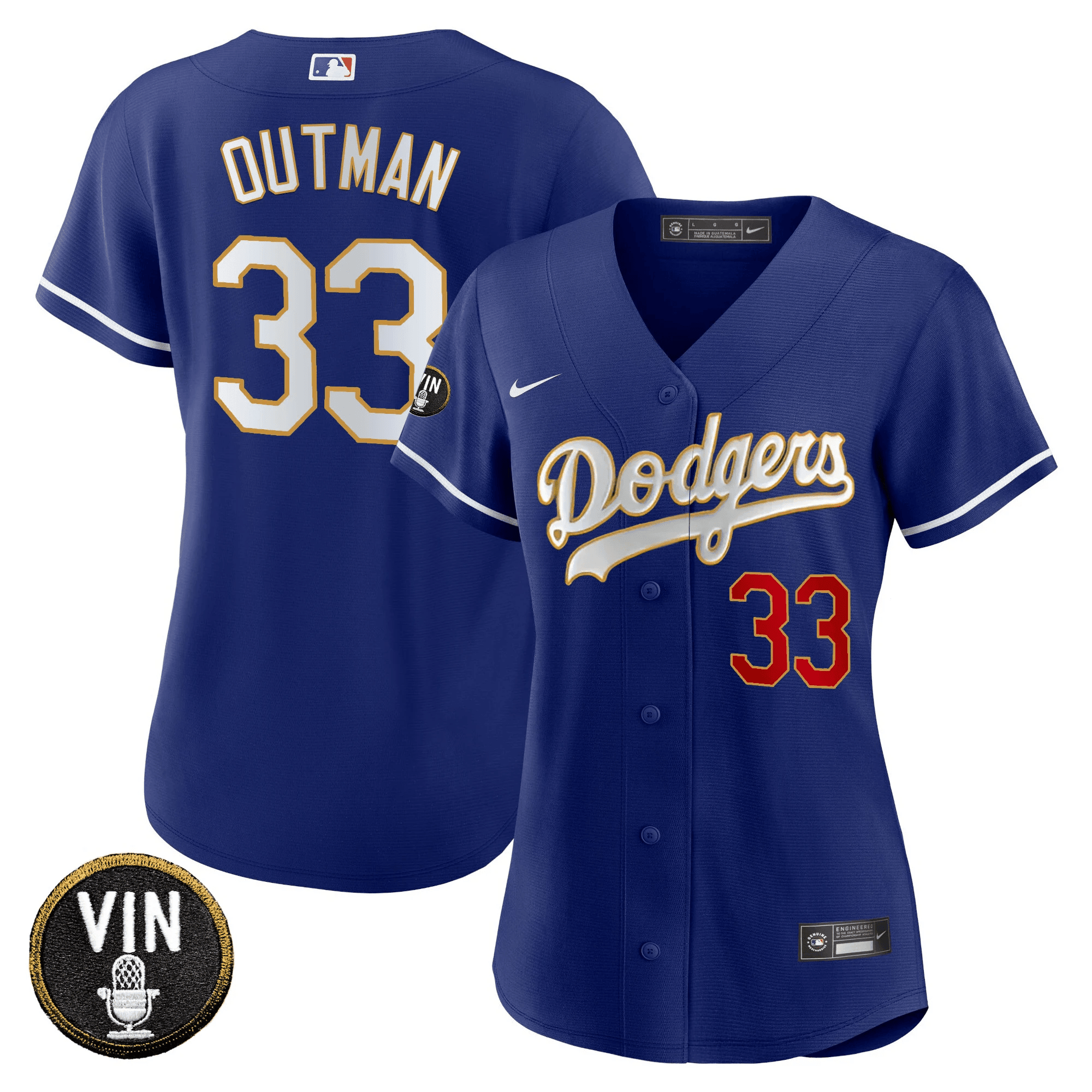 James Outman Women's Los Angeles Dodgers Vin Scully Patch Gold Trim Royal Jersey - All Stitched