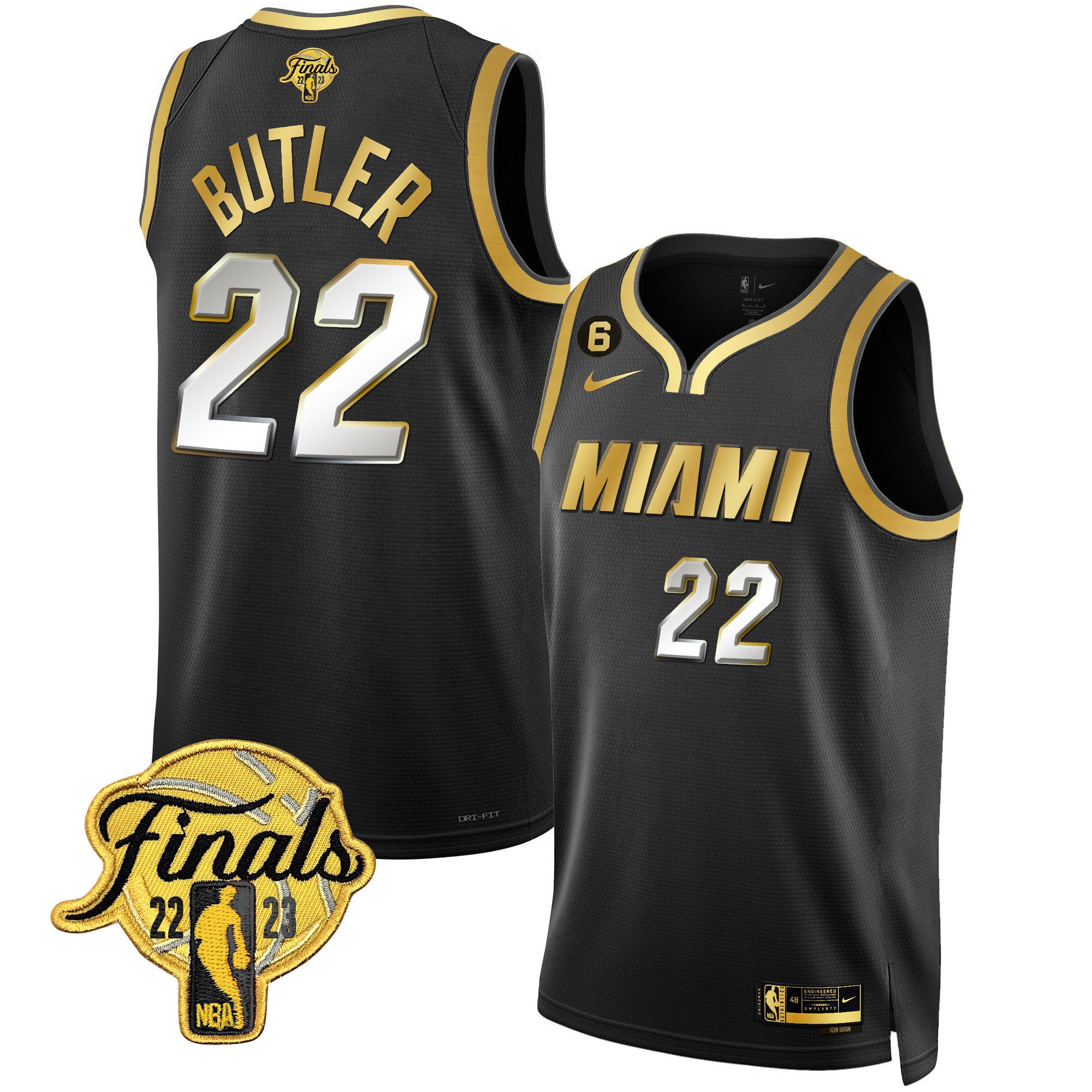 Jimmy Butler Men's Miami Heat 2023 Finals Patch Collection V4 Black Limited Jersey - All Stitched
