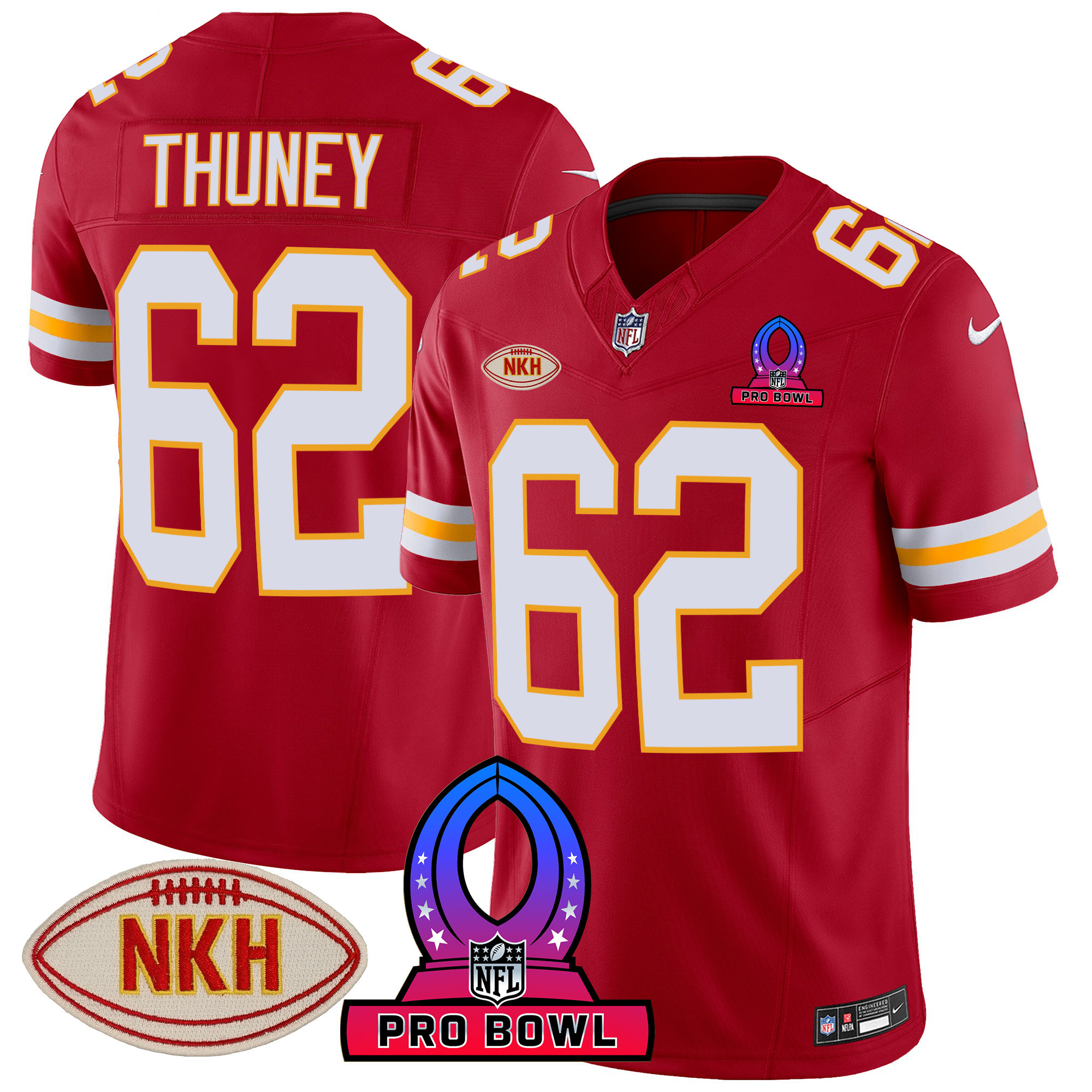 Joe Thuney Men's Kansas City Chiefs 2024 Pro Bowl Patch Vapor Red Jersey - All Stitched 
