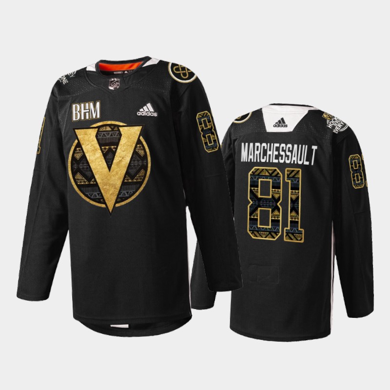 Jonathan Marchessault Vegas Golden Knights Black History Month 2022 Jersey Black #81 Warm-up